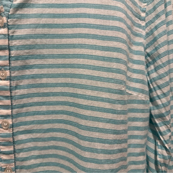 Grand & Greene  Womens Blouse XL Blue Stripe Long Sleeve Boho Popover Blouse - Picture 4 of 8